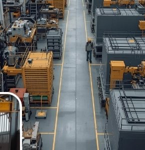 Chão de fábrica — corredor de produção